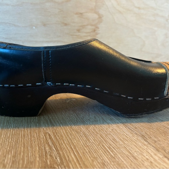 Handmade Wooden and Leather Clogs Made In Denmark | size 7 US - Picture 2 of 4